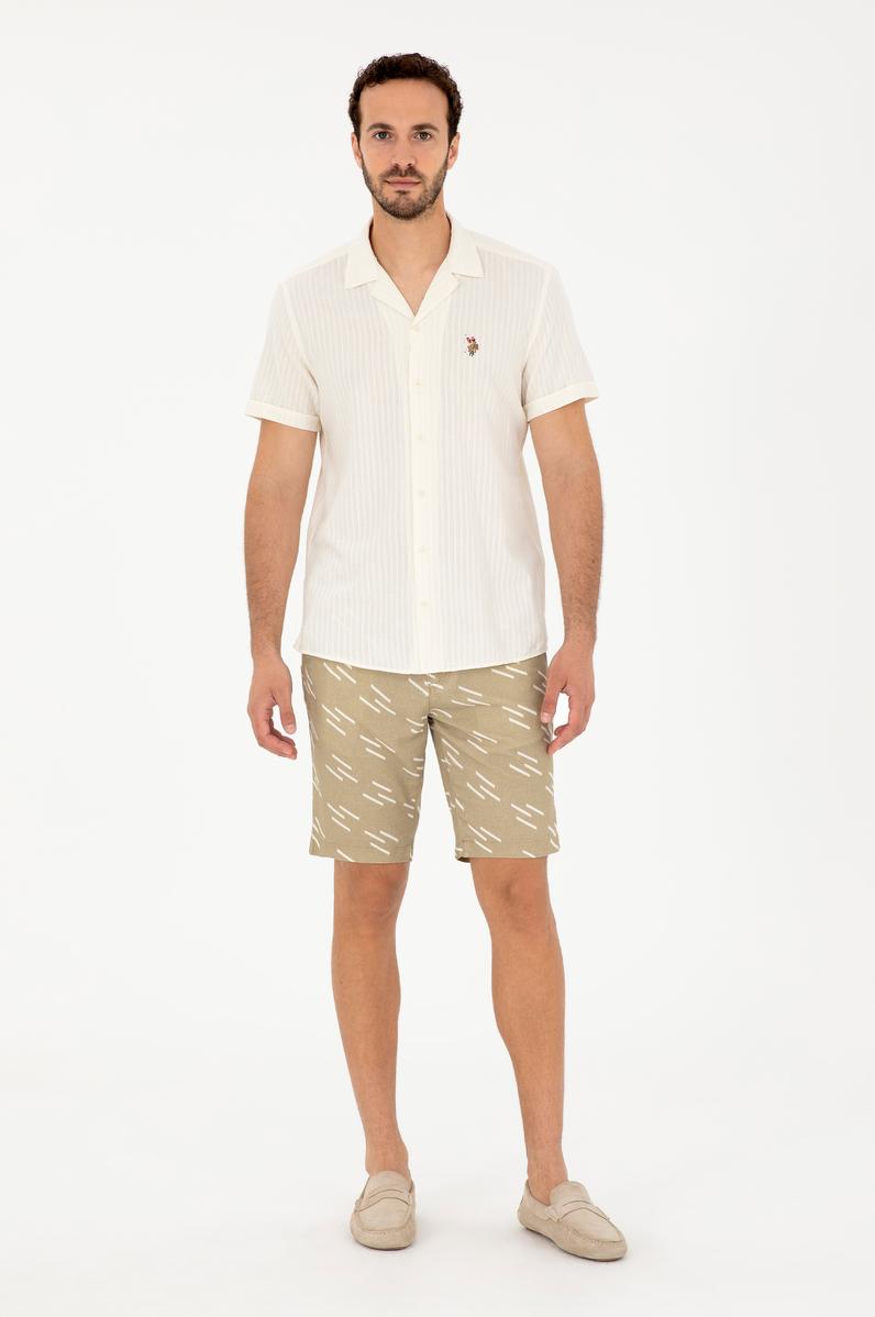 Erkek Haki Dokuma Şort