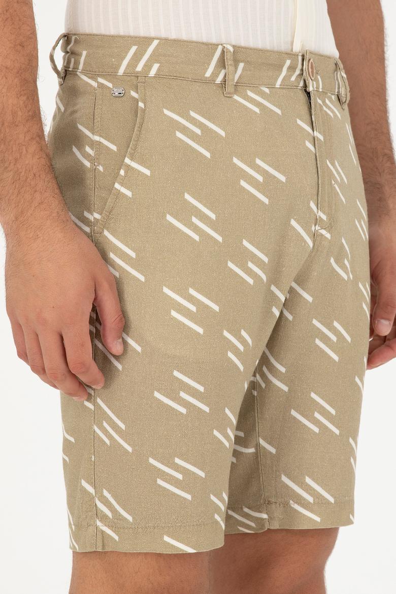 Erkek Haki Dokuma Şort - 50285514050