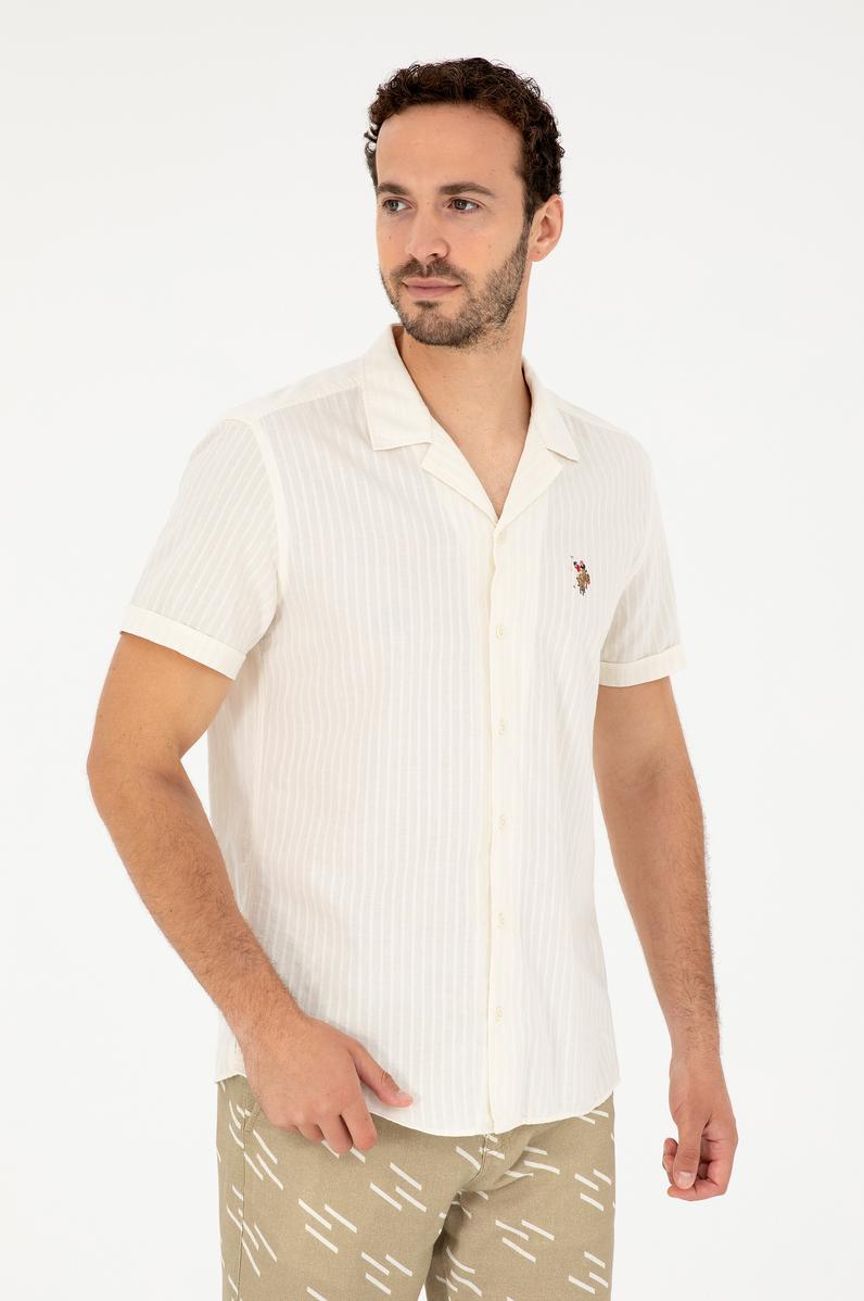 Erkek Ekru Kısa Kollu Gömlek