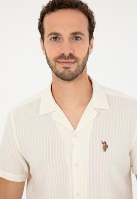 Erkek Ekru Kısa Kollu Gömlek - 50288668021