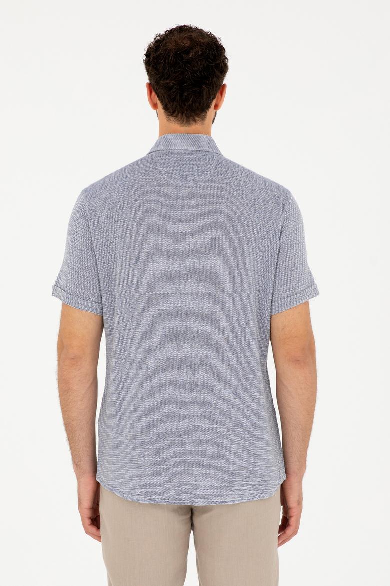 Erkek Lacivert Kısa Kollu Gömlek - 50283779007