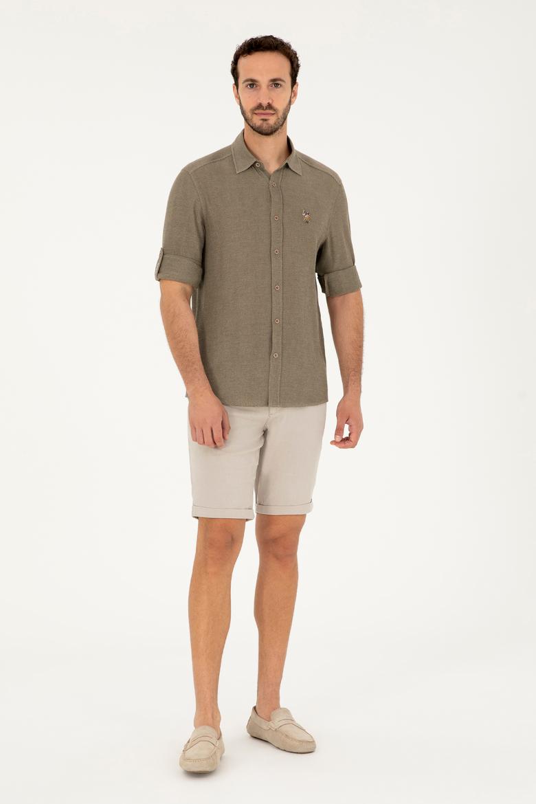 Erkek Haki Uzun Kollu Gömlek - 50283716006