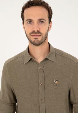 Erkek Haki Uzun Kollu Gömlek - 50283716006