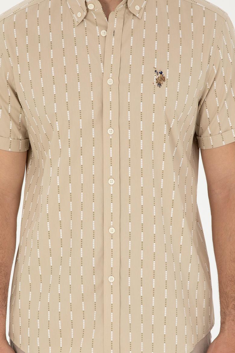 Erkek Açık Haki Kısa Kollu Gömlek - 50283801022