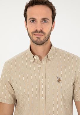 Erkek Açık Haki Kısa Kollu Gömlek - 50283801022