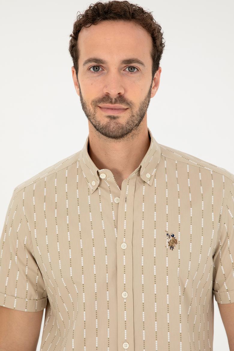 Erkek Açık Haki Kısa Kollu Gömlek - 50283801022