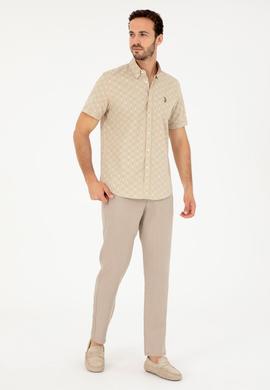 Erkek Açık Haki Kısa Kollu Gömlek - 50283801022