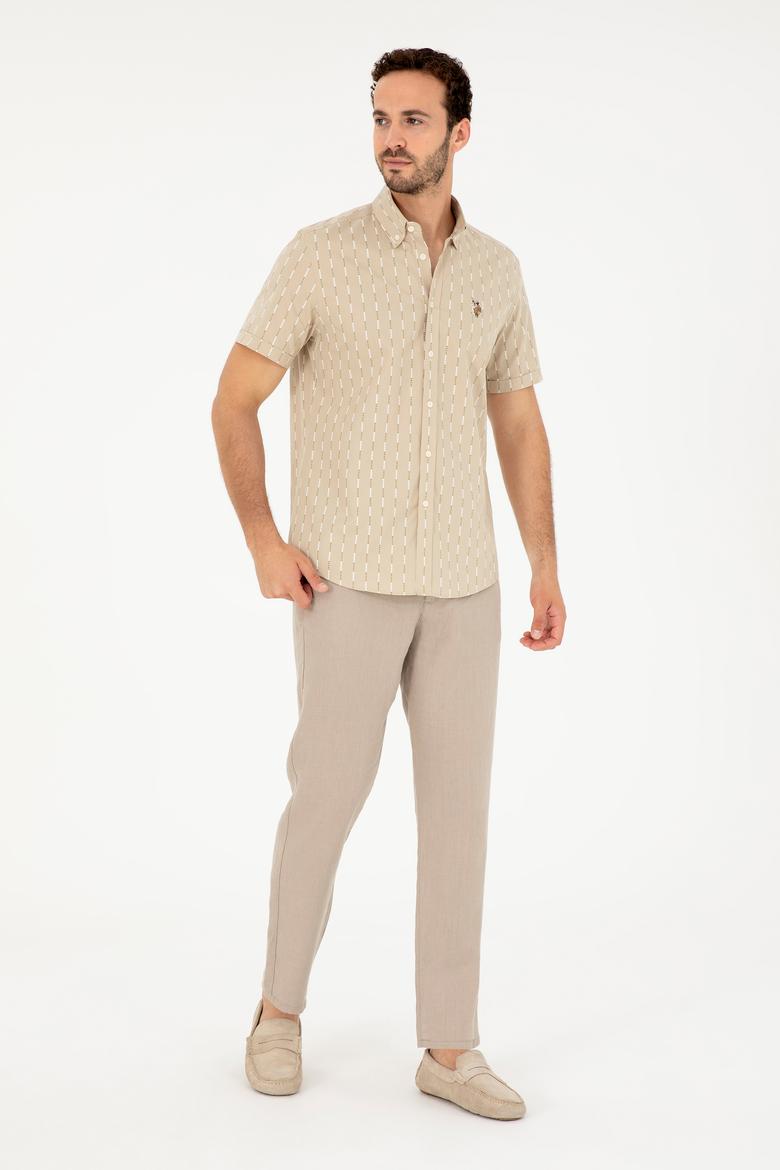 Erkek Açık Haki Kısa Kollu Gömlek - 50283801022