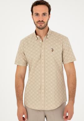 Erkek Açık Haki Kısa Kollu Gömlek - 50283801022