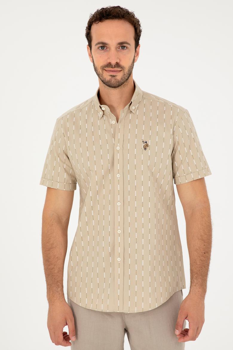 Erkek Açık Haki Kısa Kollu Gömlek - 50283801022