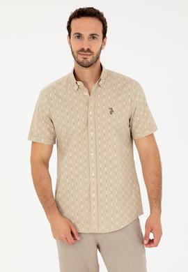 Erkek Açık Haki Kısa Kollu Gömlek - 50283801022