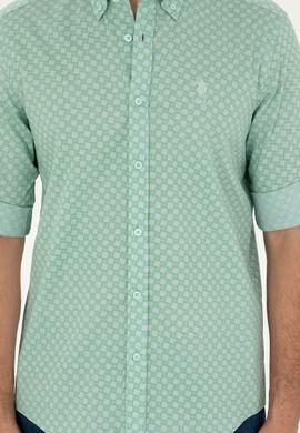 Erkek Su Yeşili Uzun Kollu Gömlek - 50282861011