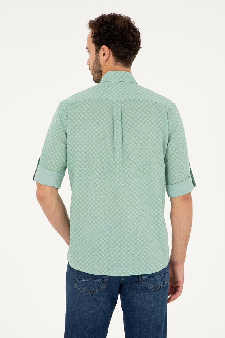 Erkek Su Yeşili Uzun Kollu Gömlek - 50282861011