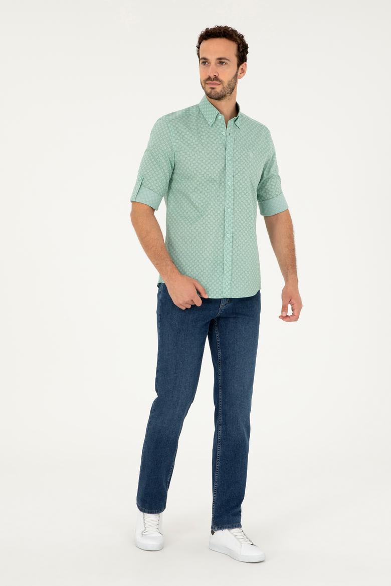 Erkek Su Yeşili Uzun Kollu Gömlek - 50282861011