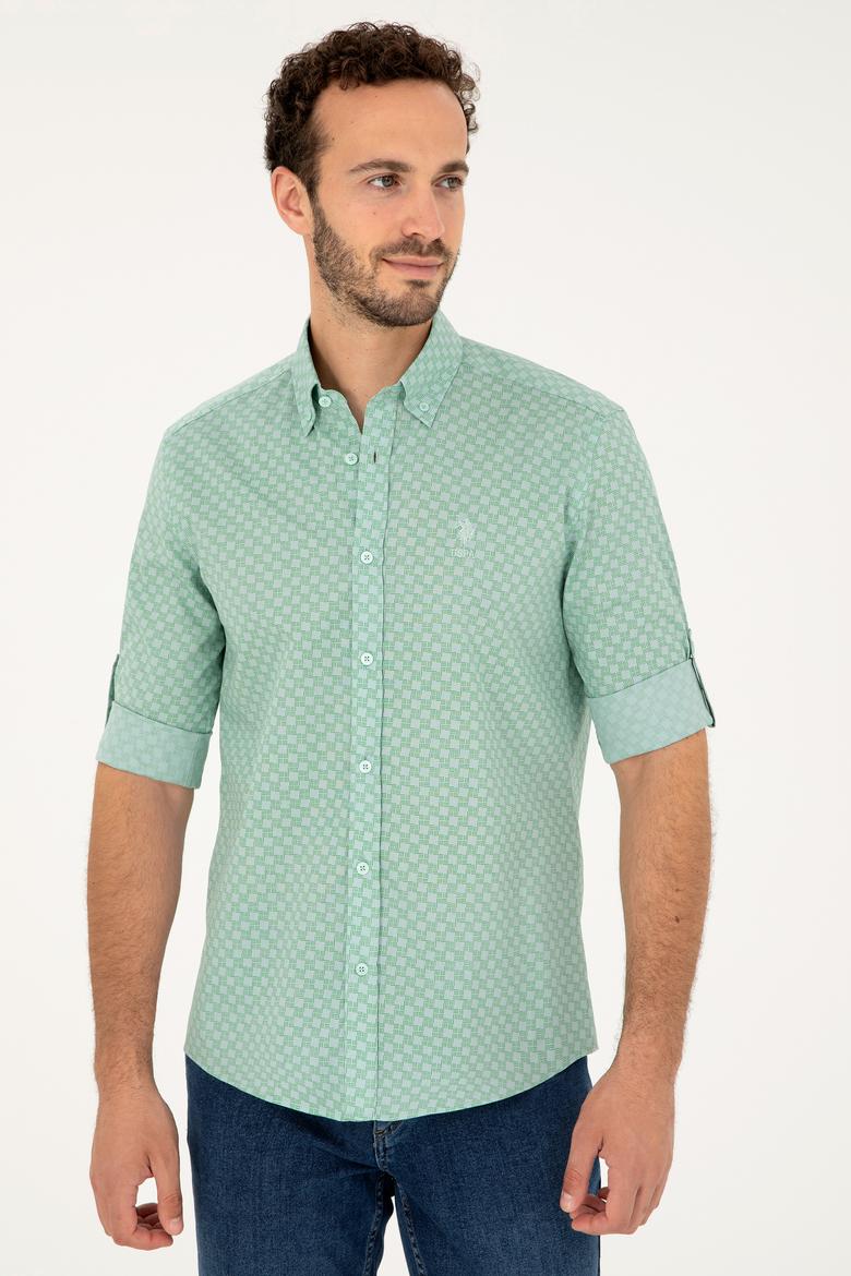 Erkek Su Yeşili Uzun Kollu Gömlek - 50282861011