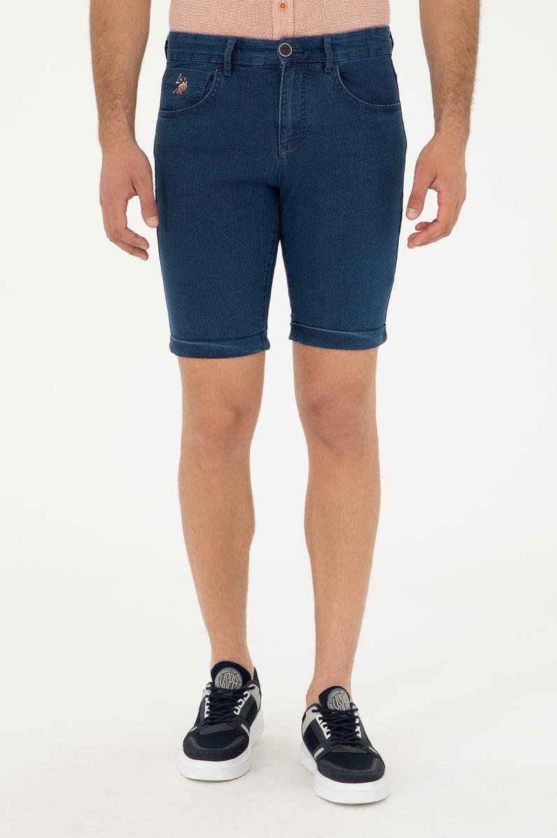 Erkek Koyu Mavi Jean Şort