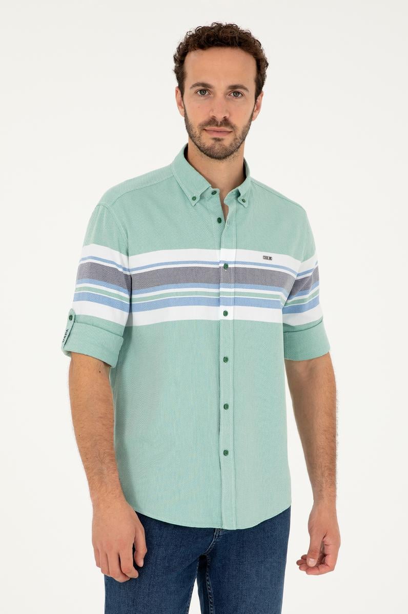 Erkek Yeşil Uzun Kollu Gömlek