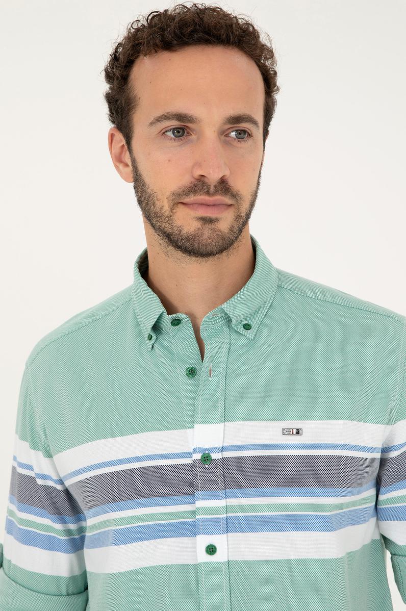 Erkek Yeşil Uzun Kollu Gömlek