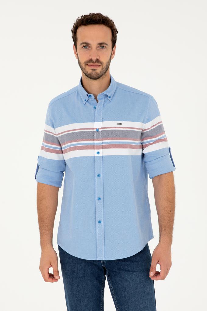 Erkek Saks Uzun Kollu Gömlek