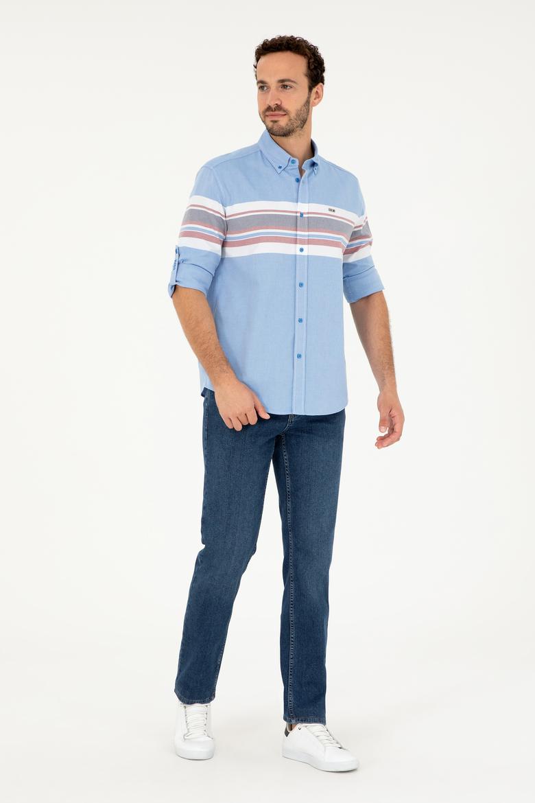 Erkek Saks Uzun Kollu Gömlek - 50288373016