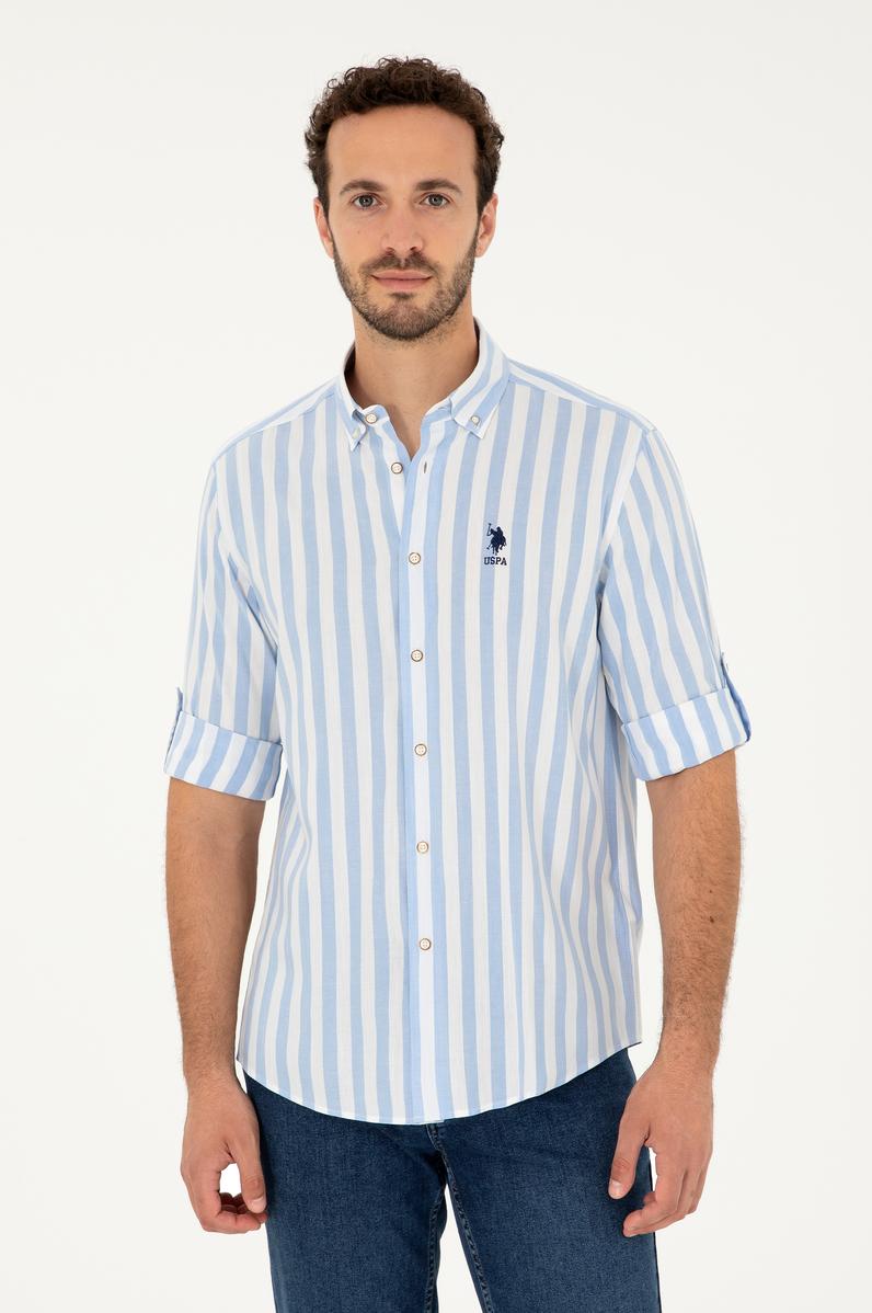 Erkek Mavi Uzun Kollu Gömlek