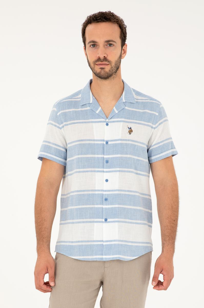 Erkek Saks Kısa Kollu Gömlek