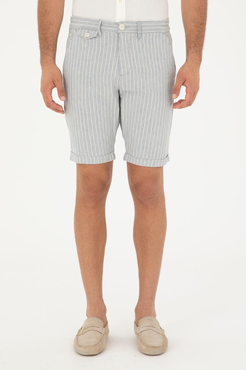 Erkek Açık Mavi Dokuma Şort