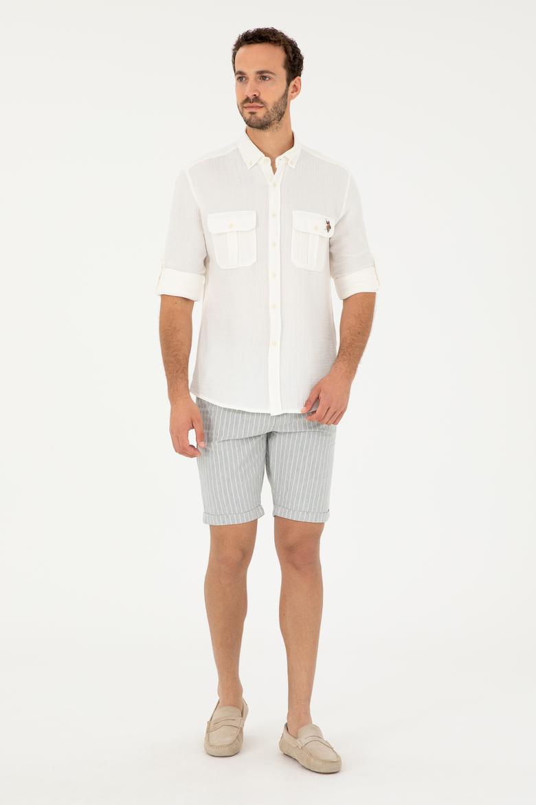 Erkek Açık Mavi Dokuma Şort - 50283937028