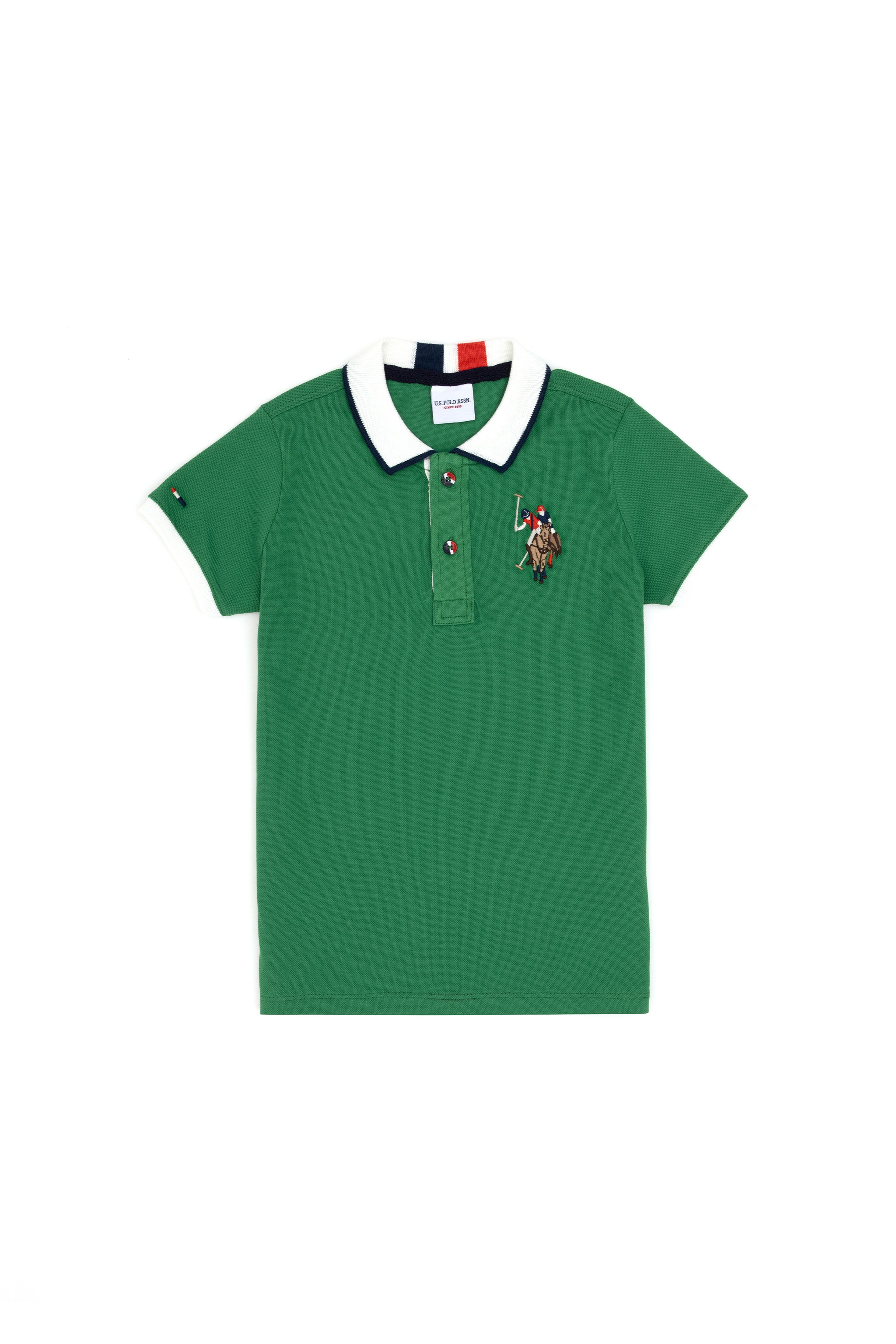 Erkek Çocuk Yeşil Basic Polo Yaka Tişört - Image 1
