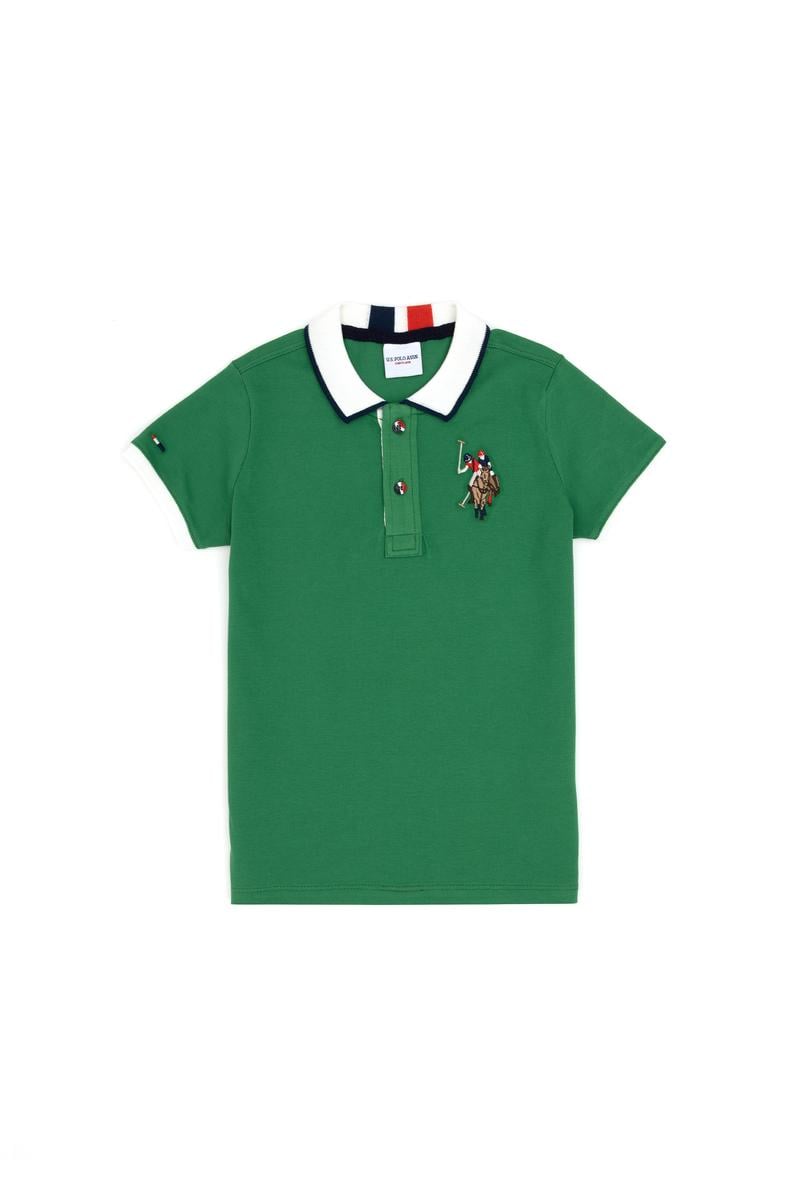 Erkek Çocuk Yeşil Basic Polo Yaka Tişört