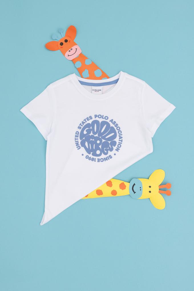 Erkek Çocuk Beyaz Bisiklet Yaka Tişört