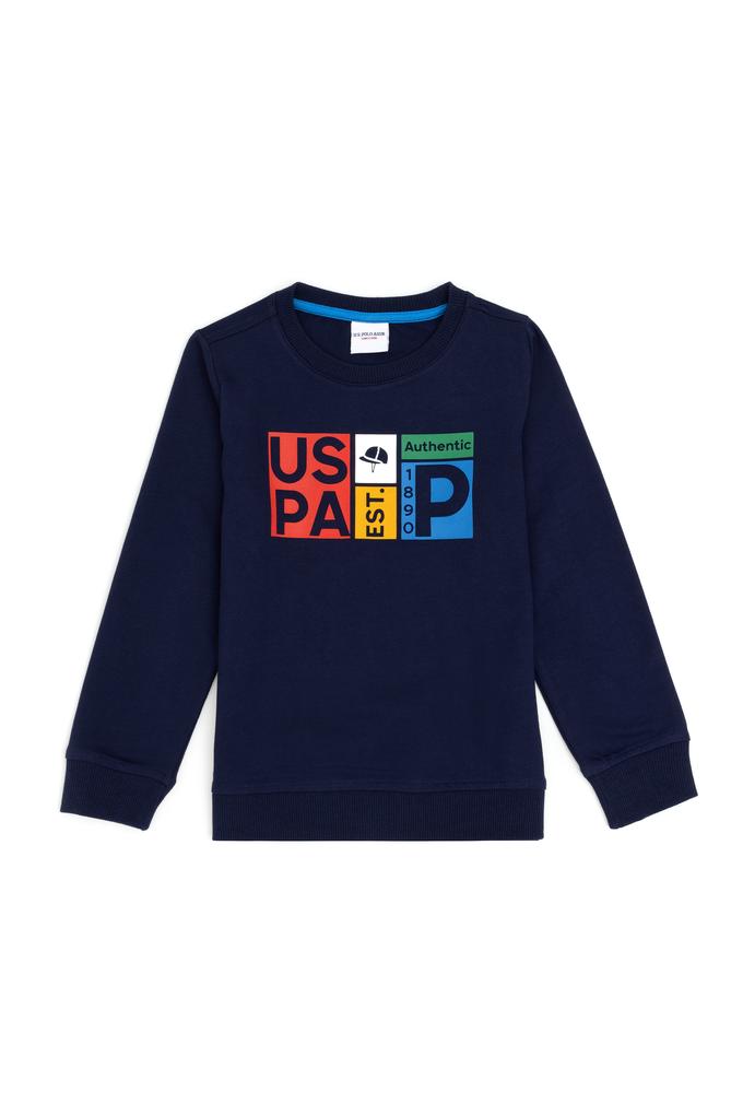 Erkek Çocuk Lacivert Bisiklet Yaka Sweatshirt