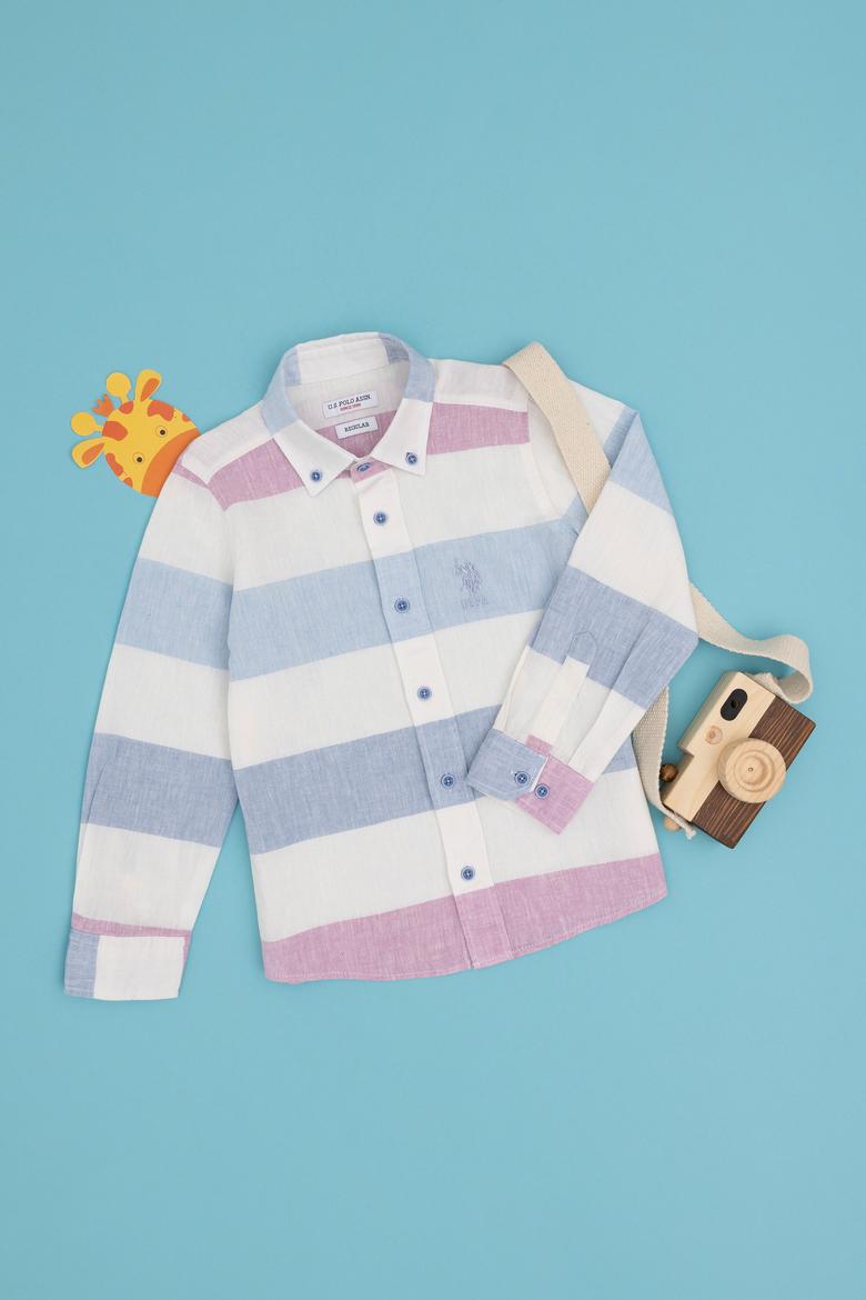 Erkek Çocuk Saks Uzun Kollu Gömlek