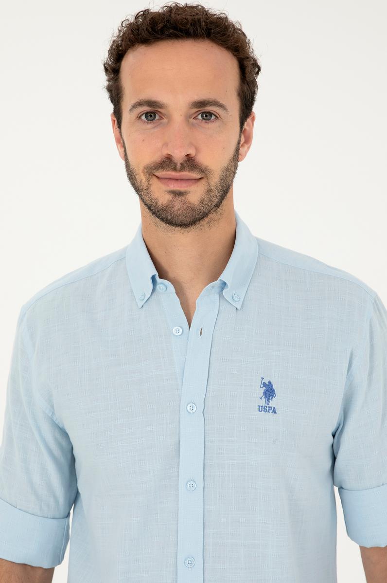 Erkek Açık Mavi Uzun Kollu Gömlek