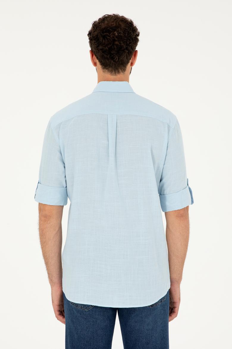 Erkek Açık Mavi Uzun Kollu Gömlek - 50282868008