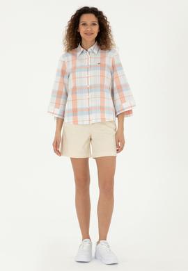 Kadın Ekru Uzun Kollu Gömlek - 50289145013