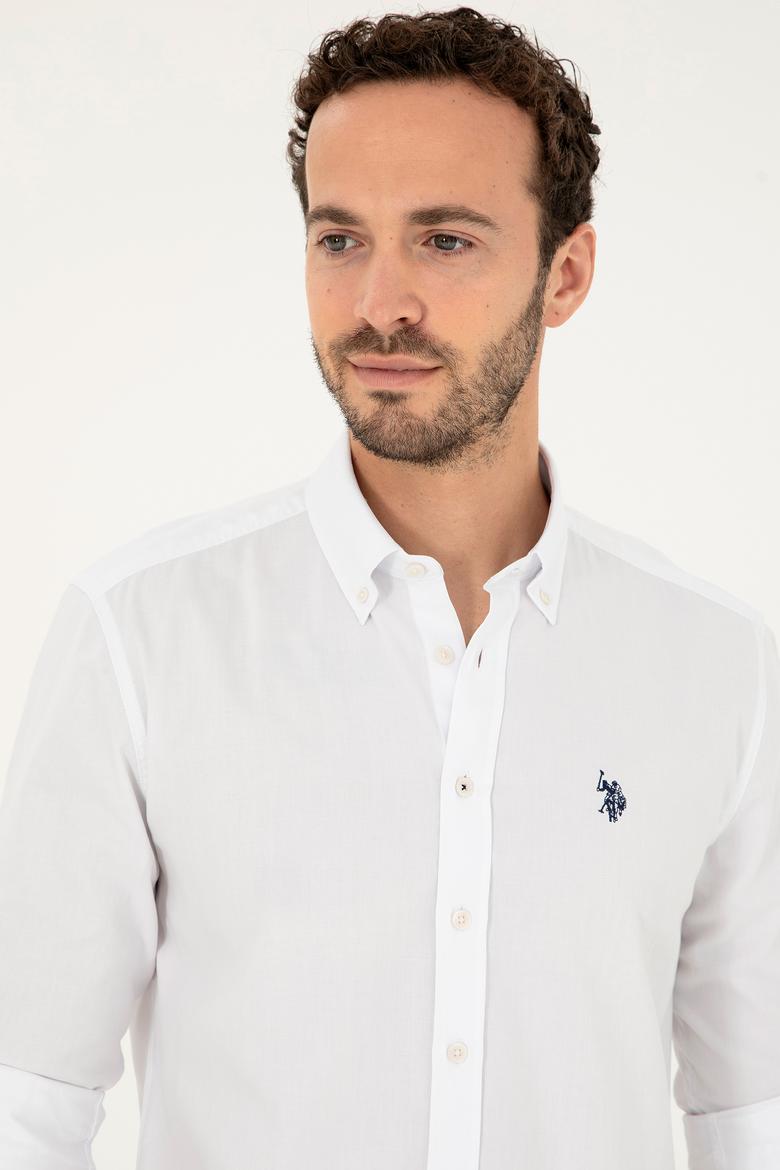 Erkek Beyaz Uzun Kollu Basic Gömlek - 50263049014