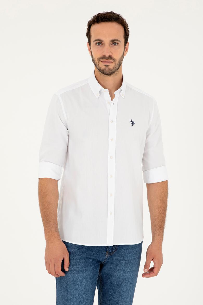 Erkek Beyaz Uzun Kollu Basic Gömlek