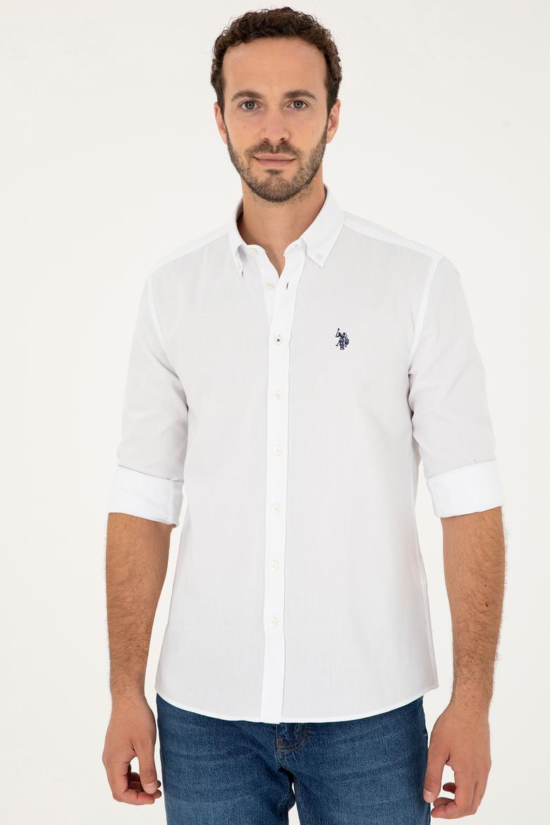 Erkek Beyaz Uzun Kollu Basic Gömlek - 50263049014