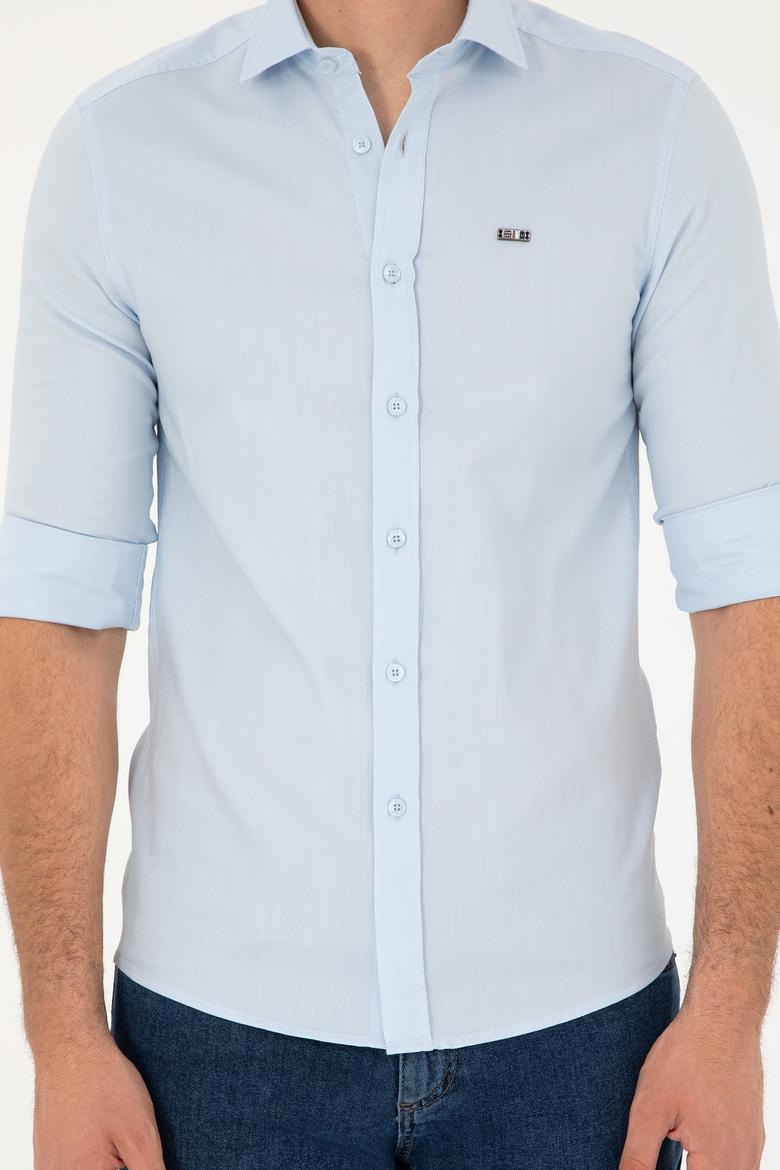 Erkek Açık Mavi Uzun Kollu Basic Gömlek - 50282608070