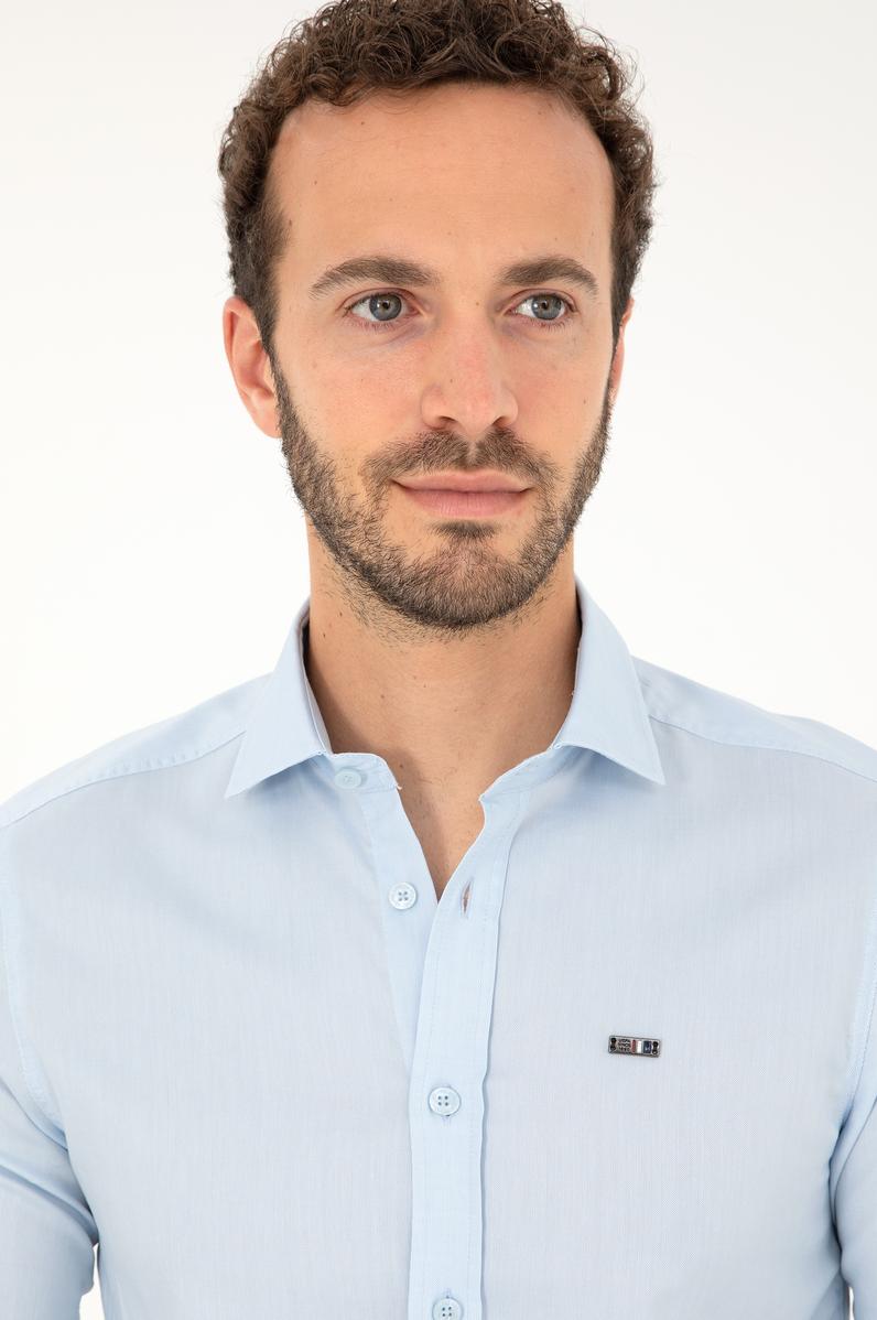 Erkek Açık Mavi Uzun Kollu Basic Gömlek