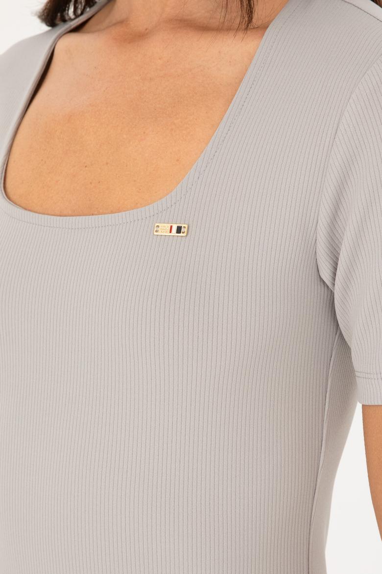 Kadın Gri Melanj Tişört - 50294782005