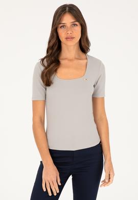 Kadın Gri Melanj Tişört - 50294782005