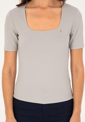 Kadın Gri Melanj Tişört - 50294782005