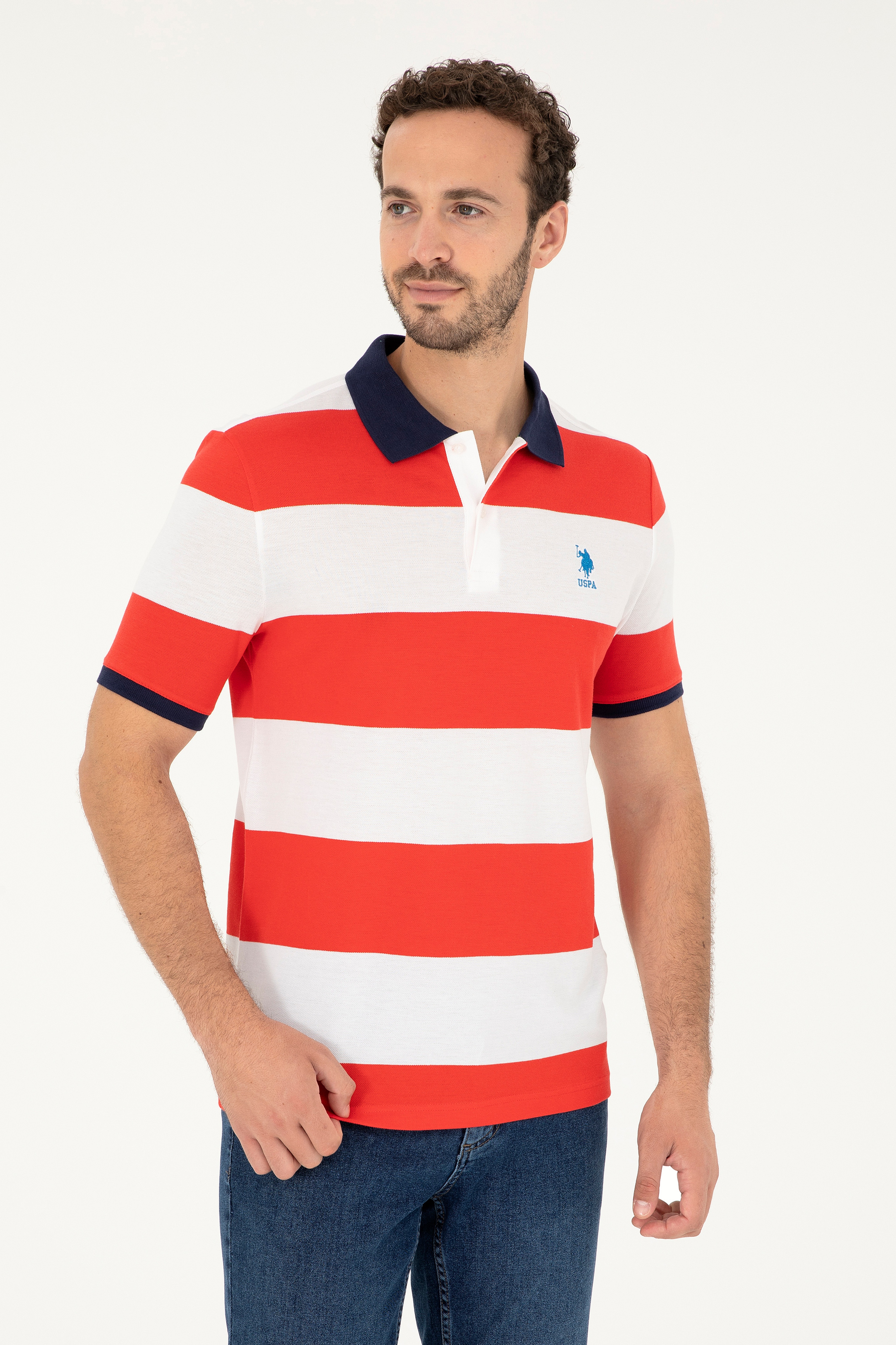 Erkek Regular Fit Polo Yaka Kırmızı Tişört - Image 1