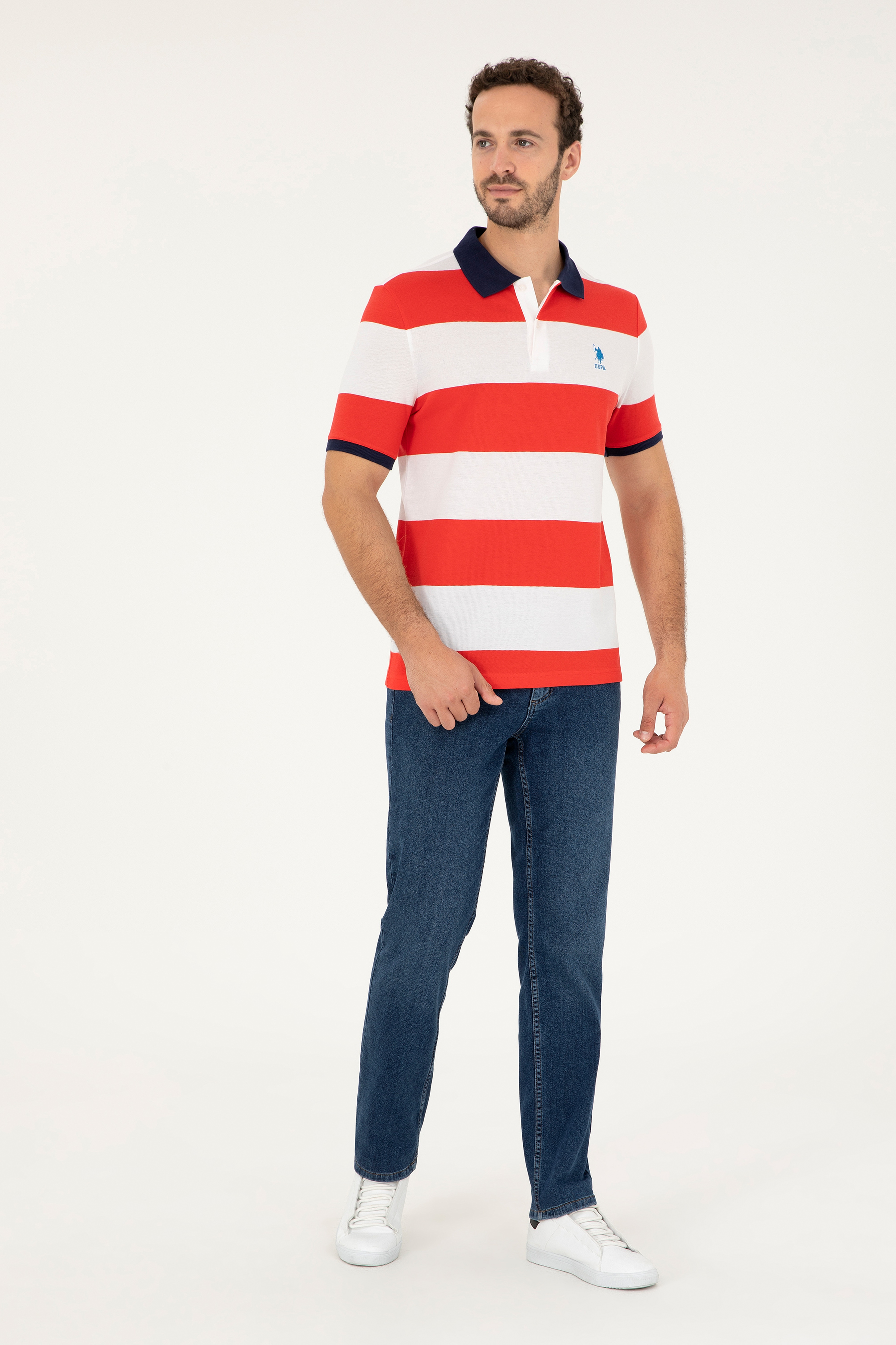 Erkek Regular Fit Polo Yaka Kırmızı Tişört - Image 4