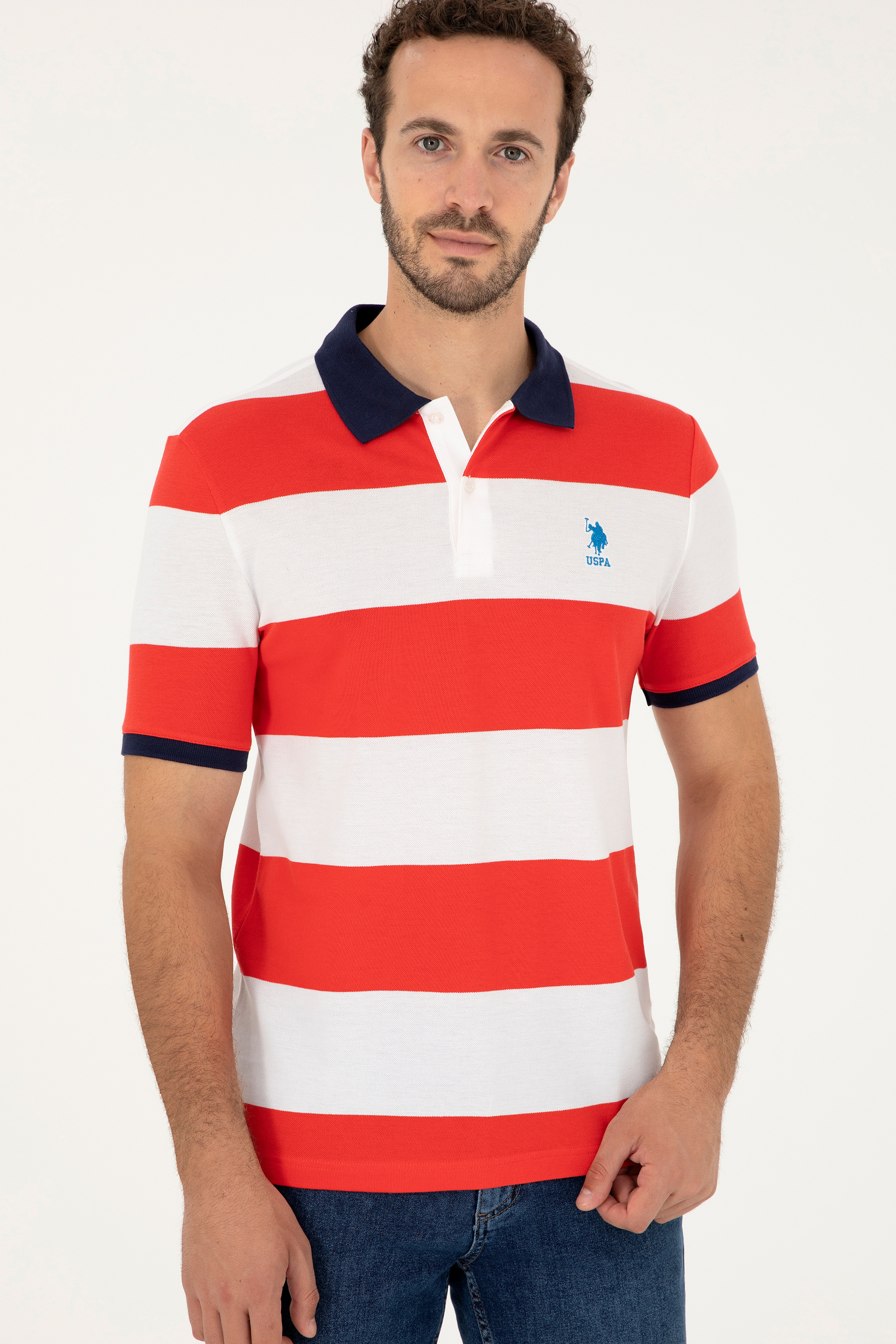 Erkek Regular Fit Polo Yaka Kırmızı Tişört