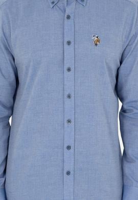 Erkek Saks Uzun Kollu Basic Gömlek - 50271292055