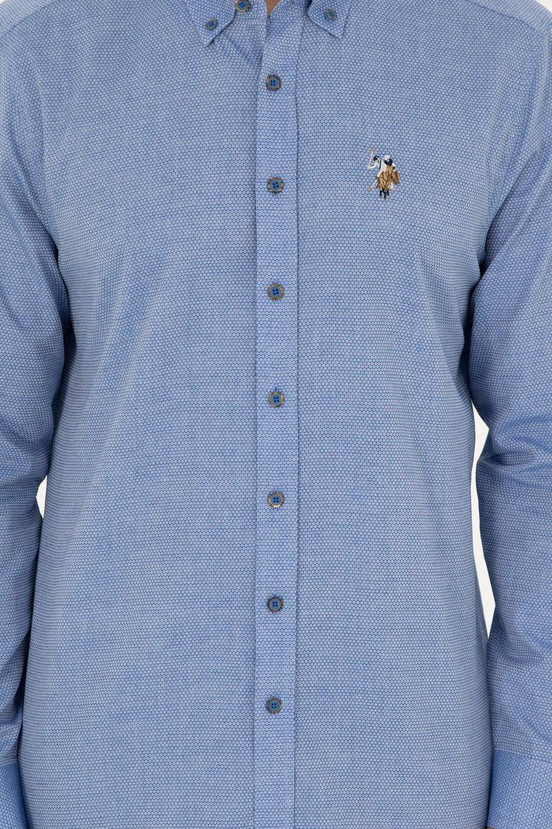 Erkek Saks Uzun Kollu Basic Gömlek - 50271292055