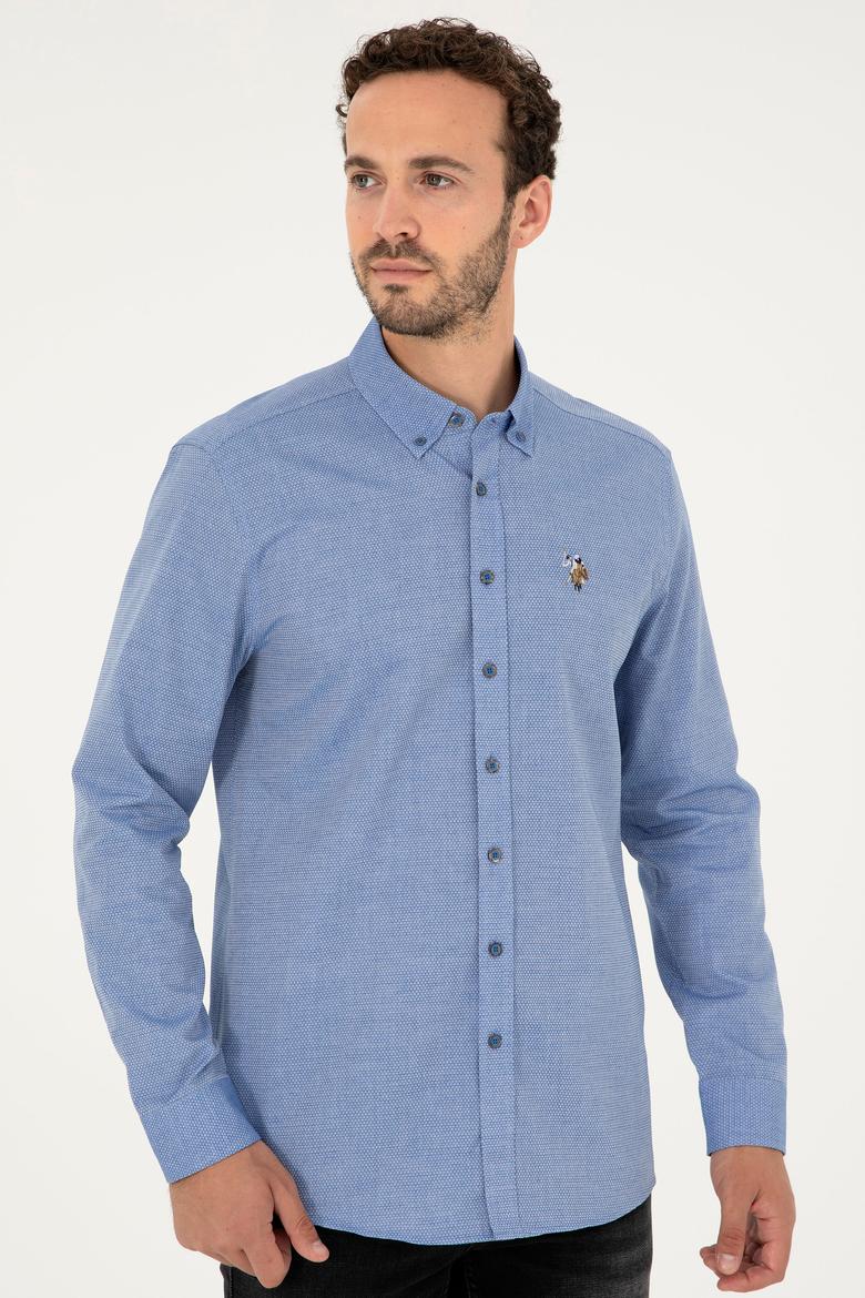 Erkek Saks Uzun Kollu Basic Gömlek - 50271292055